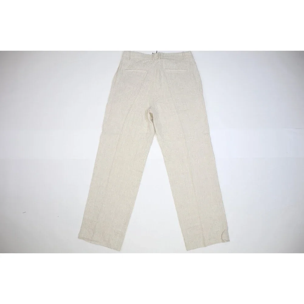 Banana Republic Lina Straight Natural Linen Dress Pant w Pockets Womens 10L